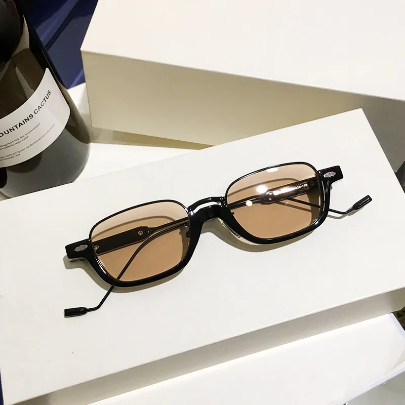 Sonnenbrille mit kleinem Rahmen, quadratischem halbem Metallrahmen, Unisex, Straßenfotografie-Zubehör, UV-Schutzbrille für Damen – Detail 3