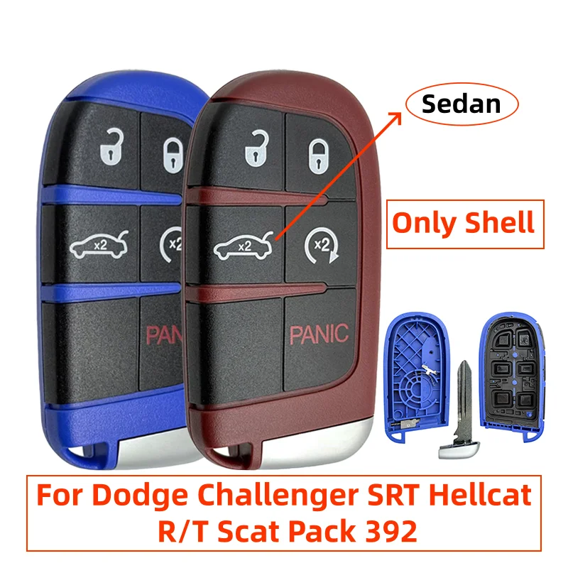 5 Button Keyless Go Remote Key Shell Case For Dodge Hellcat SRT Scat Pack 392 DAYTONA HEMI Challenger VIPER Redeye Demon 170 RT
