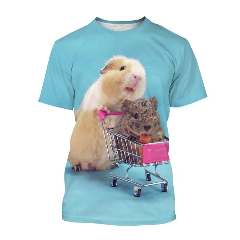 Zwierzęca świnka morska 3D T-shirt z nadrukiem męskie słodkie zwierzęce koszulki letnie Oversized bluzki na co dzień z krótkim rękawem