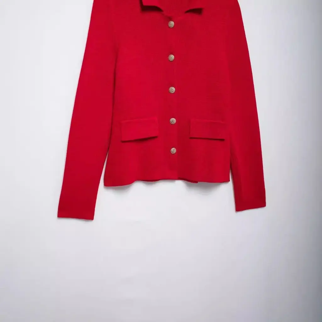 Moda feminina casual lapela curto casaco de malha estilo europeu e americano outono novo outerwear para senhoras