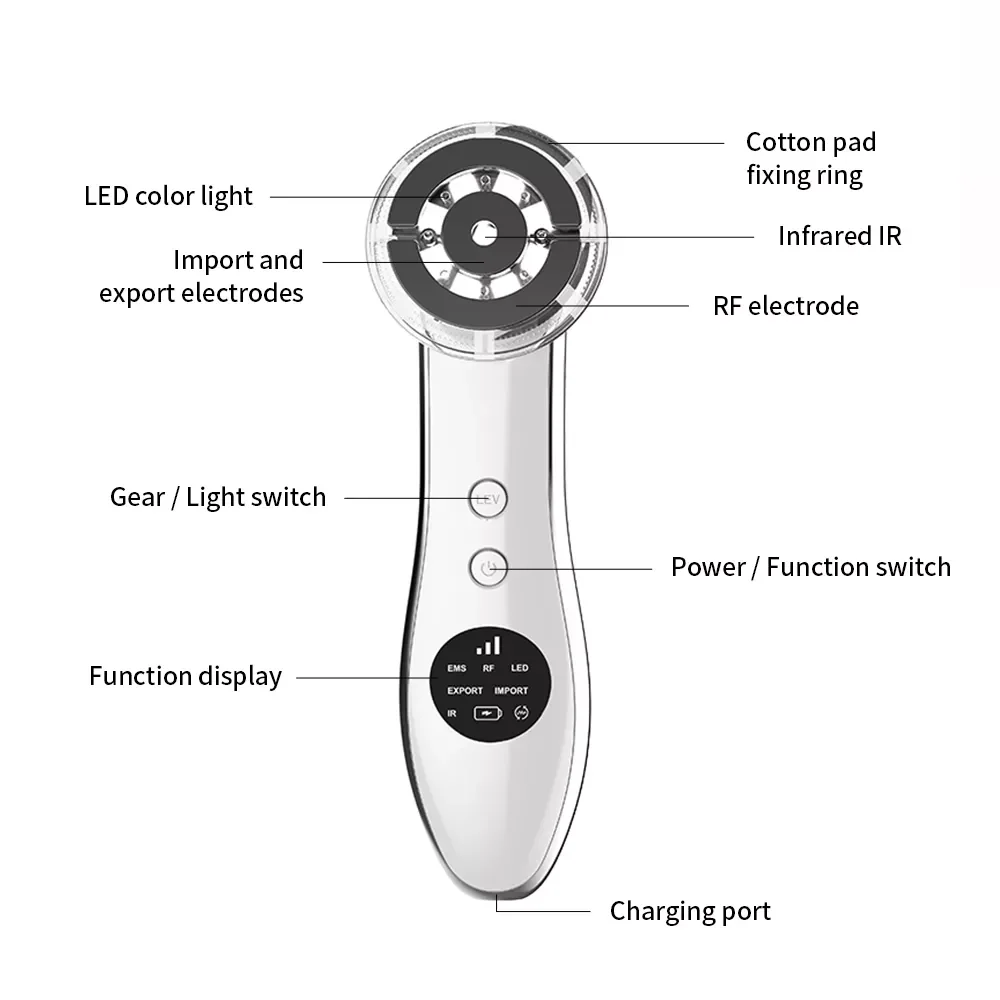 LED Face Massager Facial Lifting Beauty Skin Rejuvenation Radio Mesotherapy Vibration Wrinkle Removal Radio Frequency Skin Care