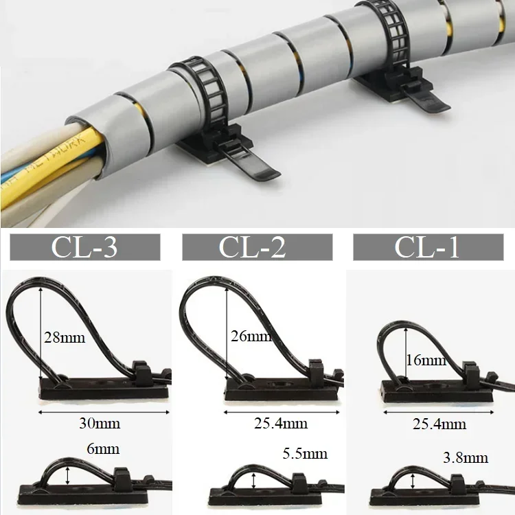 10~100pcs Cable Clips Self Adhesive Mount Wire Clamps Line Tie Fixed Adjustable Car Wire Cord Holder CL-1 CL-2 CL-3 White Black