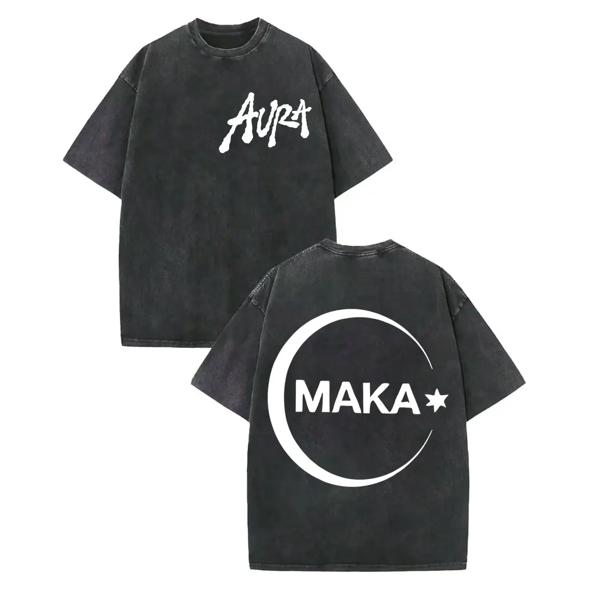 

Rapper Maka Aura Tour 2025 Print T Shirt Harajuku Hip Hop Vintage Washed T-shirt Men Women Fashion Casual Short Sleeve T-shirts