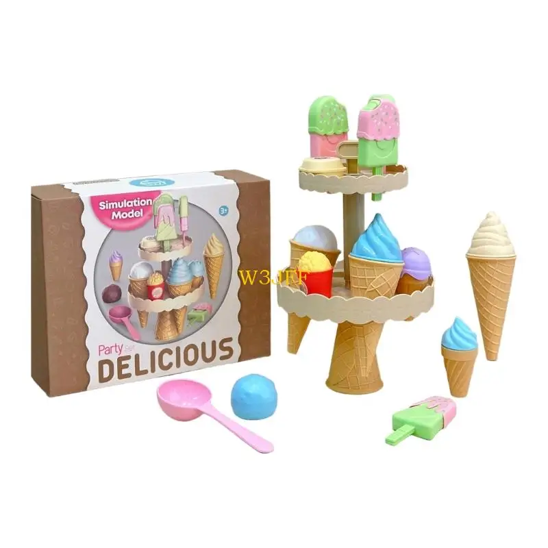 W3JF creative plástico helados plástico para herramienta aprendizaje del juego rol los niños pequeños