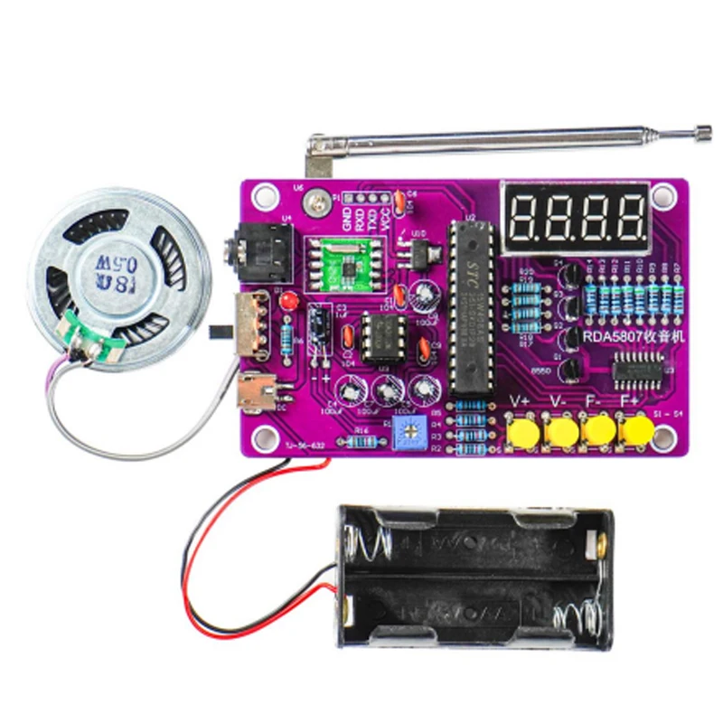 DIY FM Radio Electronic Kit 87-108MHz Adjustable Frequency Digital Display Soldering Project Practice Solder RDA5807S