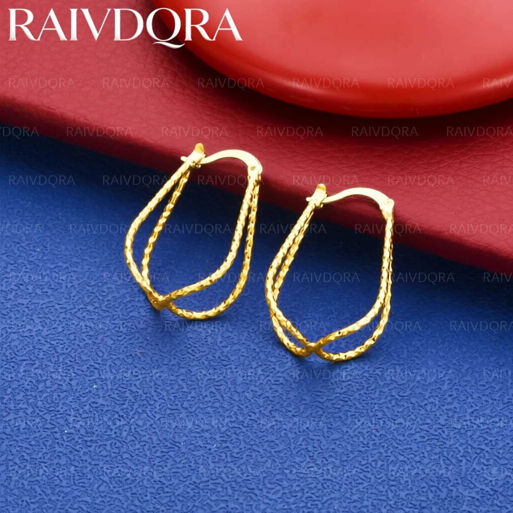 18K Gold Plated Luxurious Lines Hoop Earrings For Women Wedding Engagement Party Fashion Charm Jewelry Gift