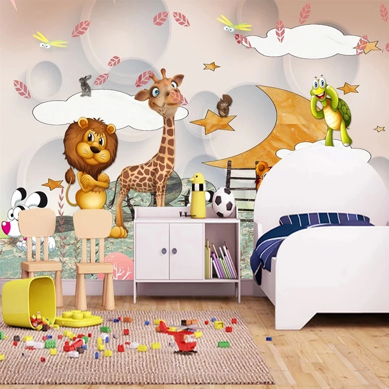 Custom 3D Mural Wallpaper Cartoon Animal Boys Girls Bedroom Children Room Living room sofa TV background restaurant study Hotel
