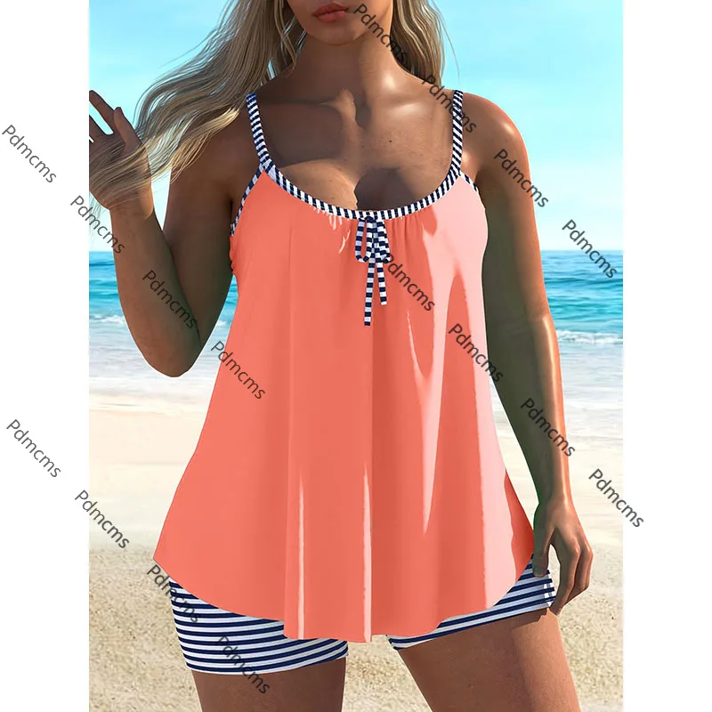 

Новинка 2025, европейский и американский цветной купальник из двух частей на шнуровке, женская летняя пляжная юбка, бикини на берегу моря, плоский бон