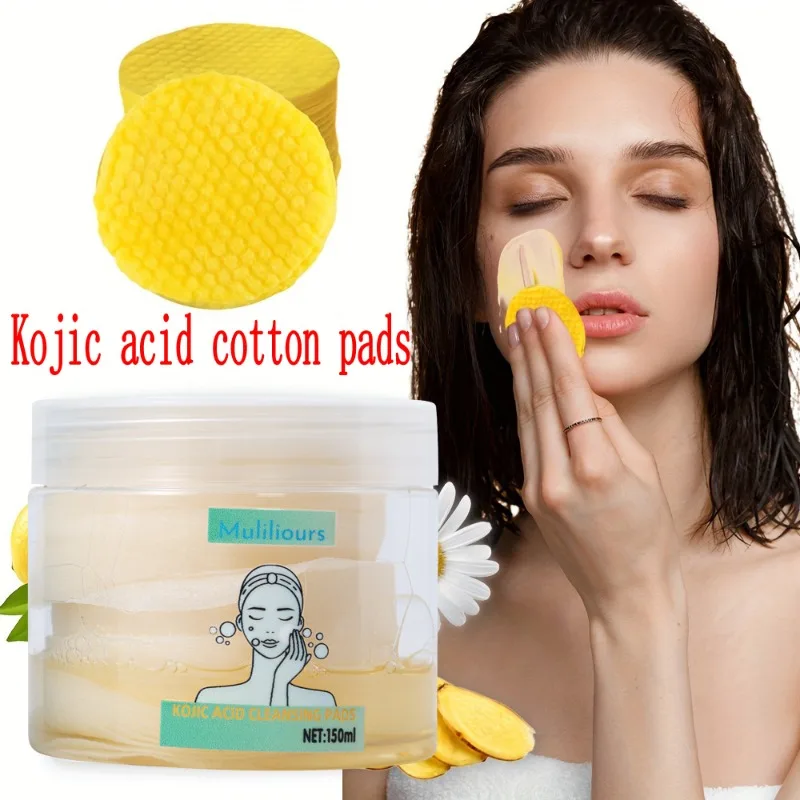 Muliliours 120pcs Kojic Acid Cleansing Pads Exfoliating Pads Facial Sponges For Cleansing Exfoliating Daily Cleaning Skin Care