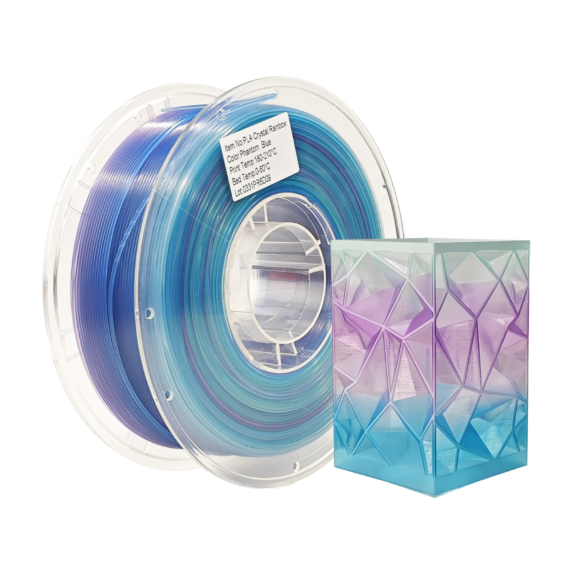 PLA crystal rainbow 3d printing consumables, translucent crystal rainbow gradual change PLA consumables