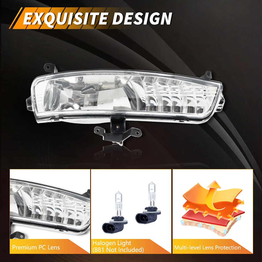 2 قطعة عدسة واضحة المصد الأمامي الضباب ضوء القيادة ضوء ث/لمبة الهالوجين ل 2006 2007 2008 2009 2010 2011 هيونداي أكسنت 922011E000