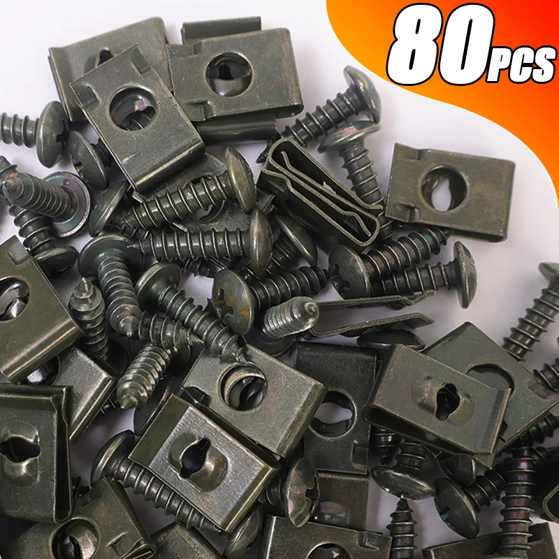 Universal Hybrid Auto Self Tapping Screws U Clamps Fasteners Rust Protection Clips Automotive Motorcycle Truck Accessories