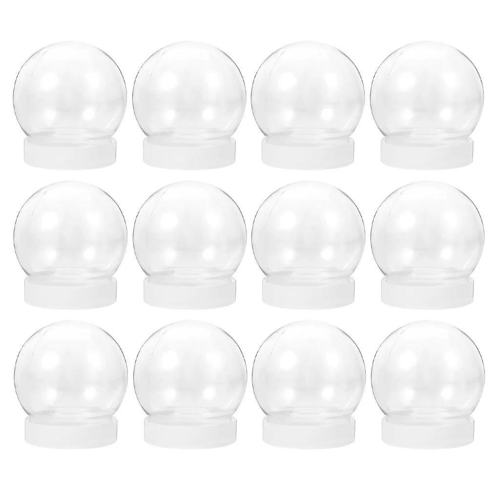 

12pcs Snow Globe Accessories Clear Plastic Diy Water Globe For Christmas Crafts Making Kit Empty Ball Shape Craft Supply