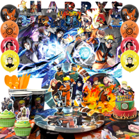Naruto Party Supplies,112 Pcs Naruto Party Decorations&Tableware-Backdrop Plates Tablecloth etc Naruto Birthday Party Supplies