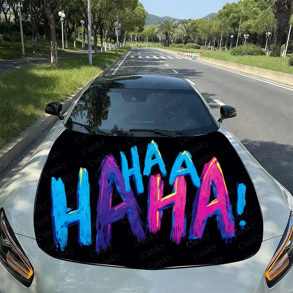 

Hip Hop Style Letters Car Hood Vinyl Wraps, PVC Waterproof Car Bonnet Decals, Self-Adhesive Scratch-Resistant Stickers For Engin
