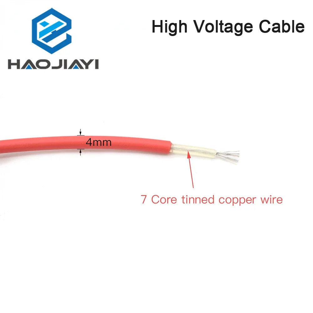 3Meters 40KV 22AWG High Voltage Cable Red Positive Lead Wire for Co2 Laser Power Supply and Laser Tube and Engraving Cutting