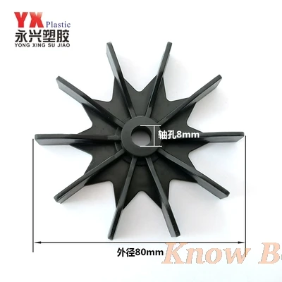 1 Stück Kunststoff-Mikromotor-Wärmeableitungs-Lüfterflügel, Außendurchmesser: 80 mm, D-Achsenloch: 10 mm, rundes Achsloch: 8 mm