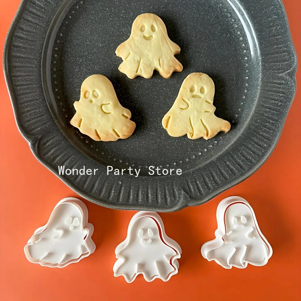 Halloween Cookie Cutter Cartoon Ghost Pumpkin Biscuit Mold Cookie Stamp Fondant Cake Decoration Tools Baking Supplies