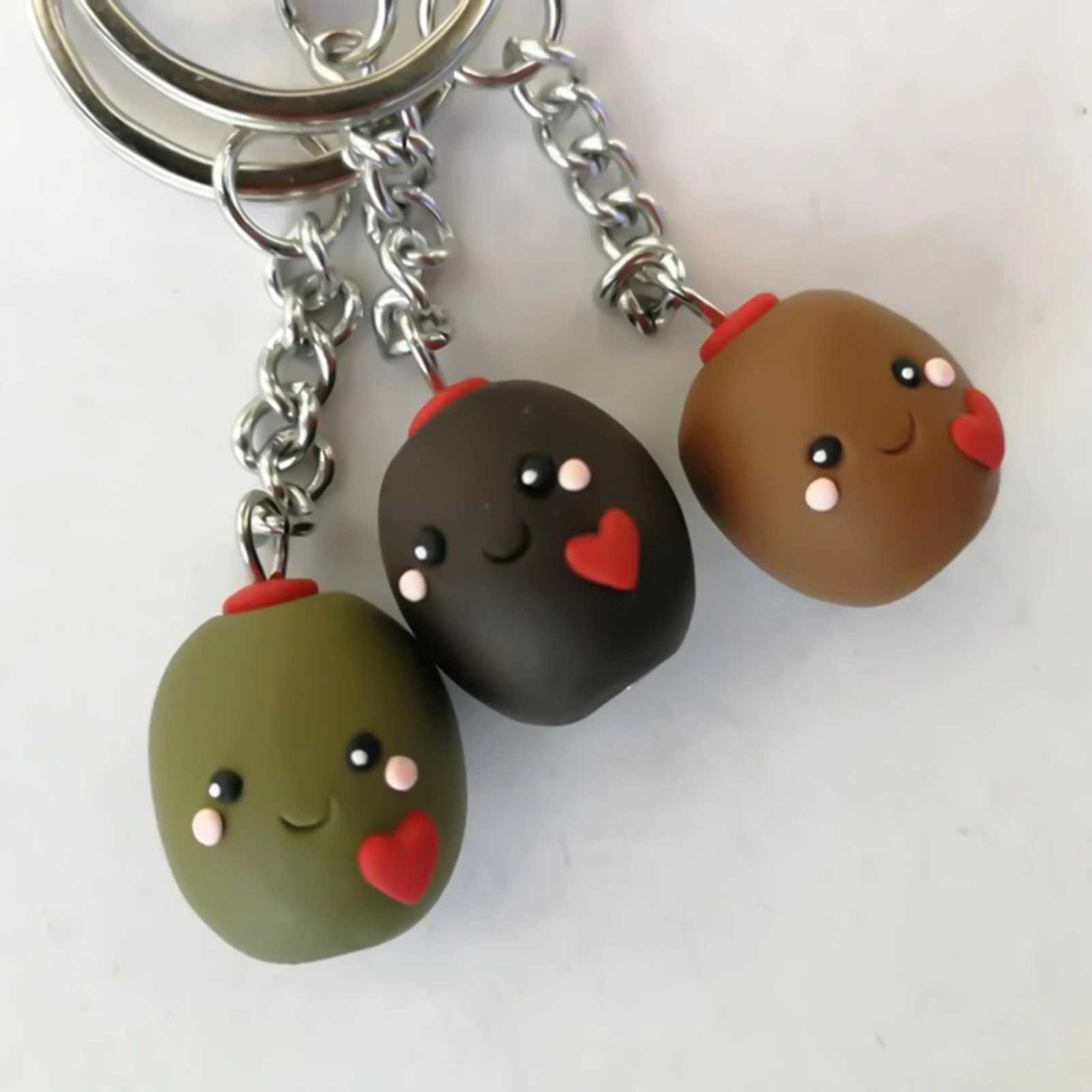 Mini Funny Olive Keychain Creative Backpack Decorative Pendant Valentines Olive Couple Keychain for Bag Key Decor Birthday Gifts