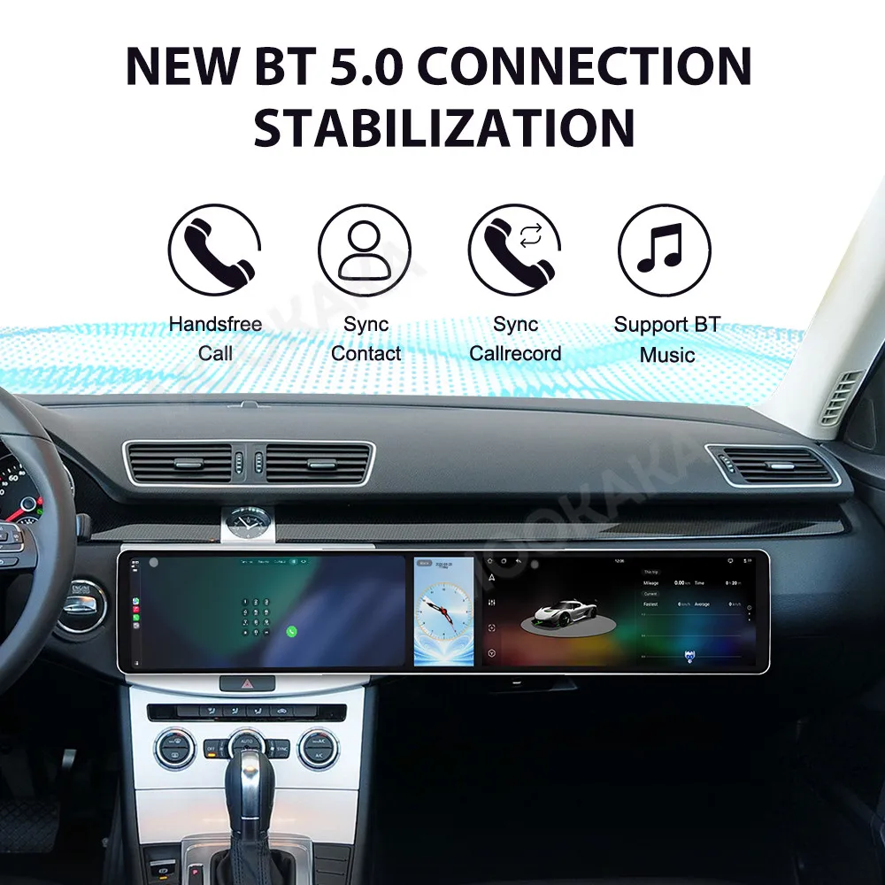 Android 15 Dual 12.3 Inch Triple Screen For Volkswagen Magotan CC 2012-2016 B7 Auto Stereo Radio Multimedia Player GPS CarPlay