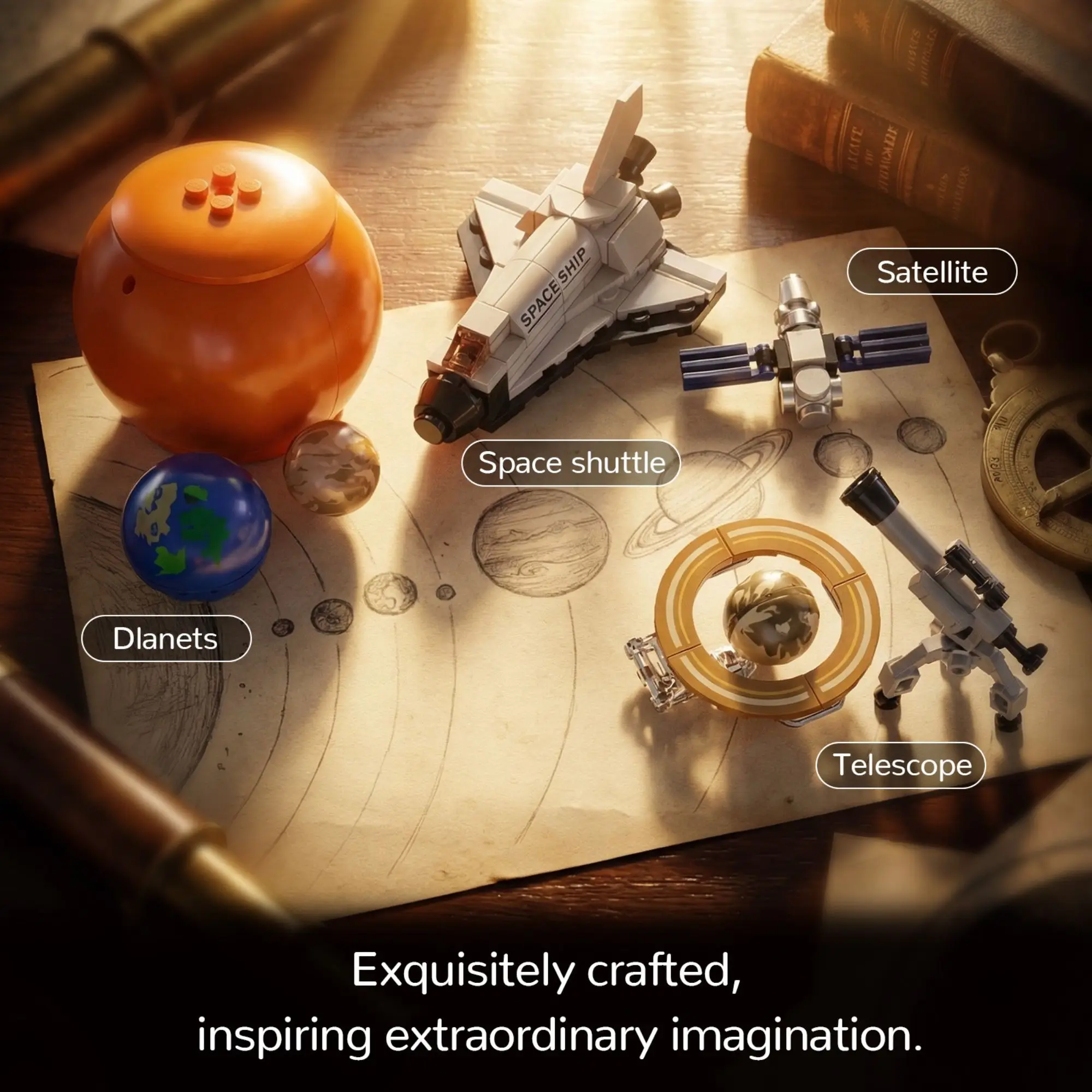 

672pcs Book of Planets Space Journey Building Blocks Creative Cosmic Exploration Model Bricks Display Toys Set Gifts for Adults