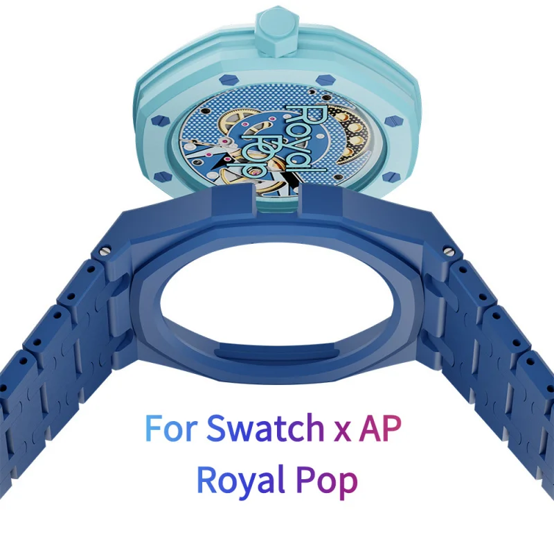 Custom Bioceramic Case Strap Protector Kit for Swatch X AP Royal Pop, Luxury Royal Oak Pocket Watch Modification Accessories