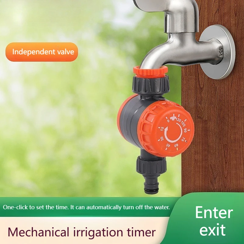 Watering controller for automatic timed watering of flowers and plants. Household mechanical semi-automatic spray nozzle.