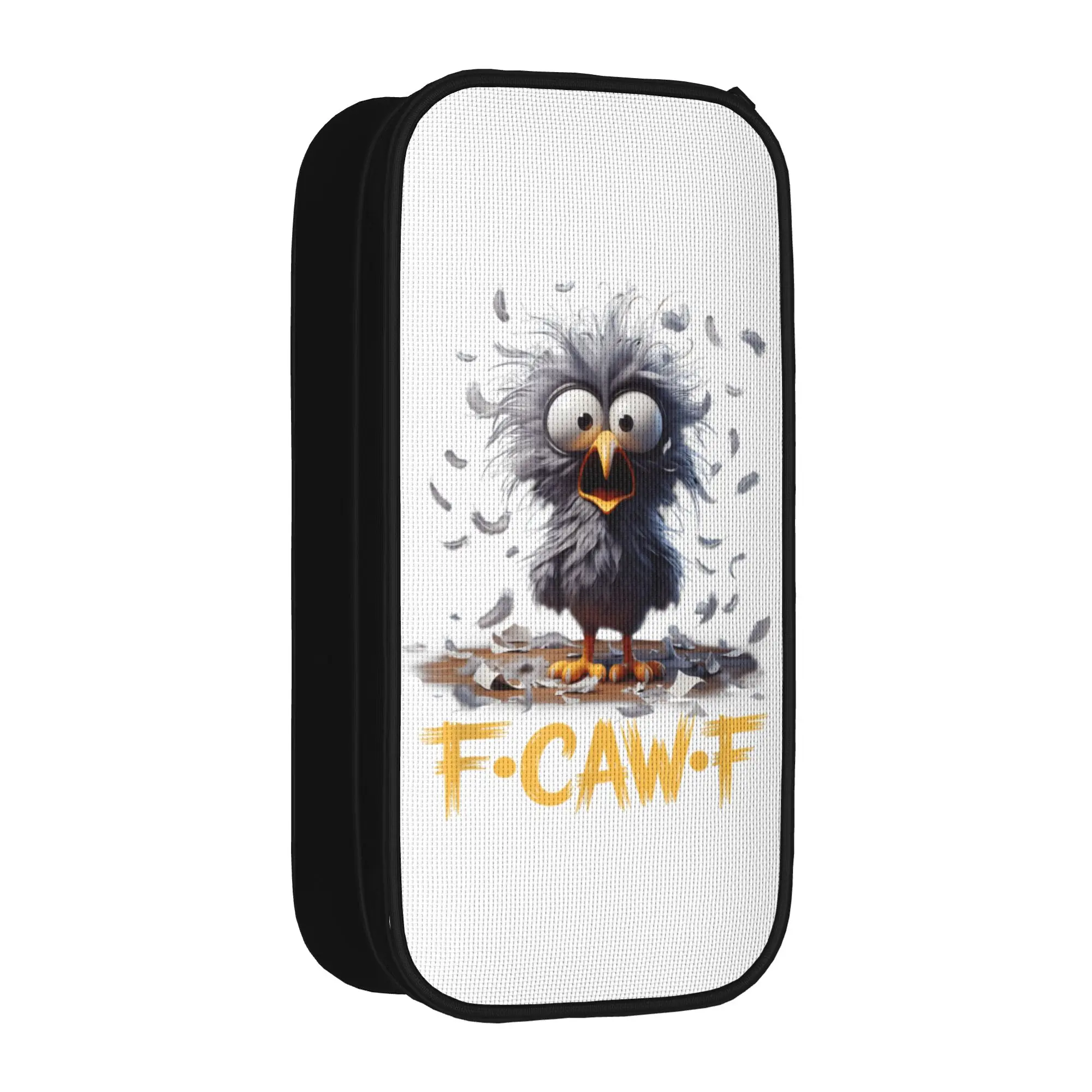 Funny F-Caw-F Chicken Meme Pencil Cases Classic Cartoon Humor Pen Holder Bags Large Storage Office Gifts Pencil Box Stationery