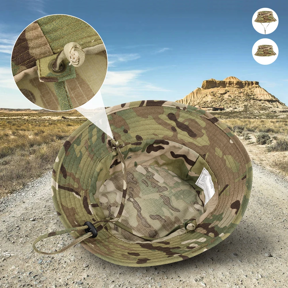 Camouflage Tactical Cap Boonie Bucket Hat Outdoor Sports Climbing Fishing Hiking Hunting Camping Sun-proof Panama Hats Summer