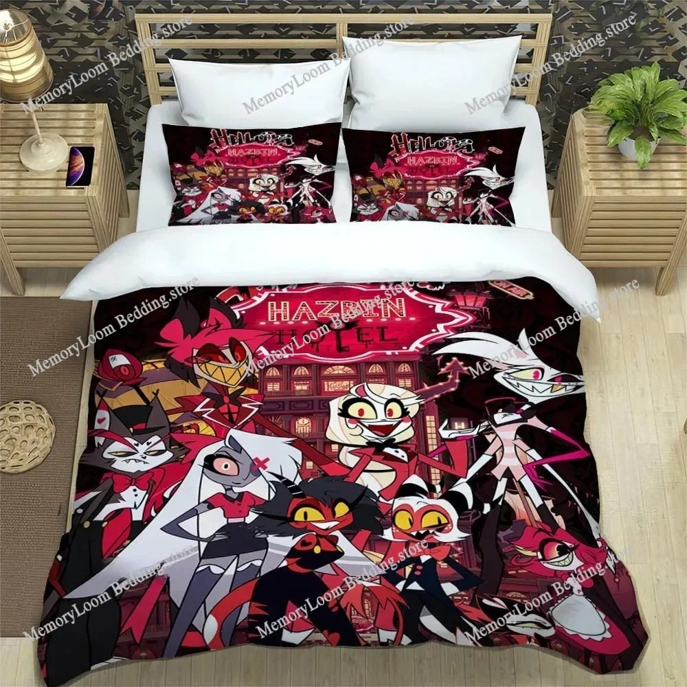 

Home Textile Cartoons Fun H-Helluva Boss Duvet Cover Pillow Case Boy Girl Bedding Set King/Queen/Twin Size Soft Polyester
