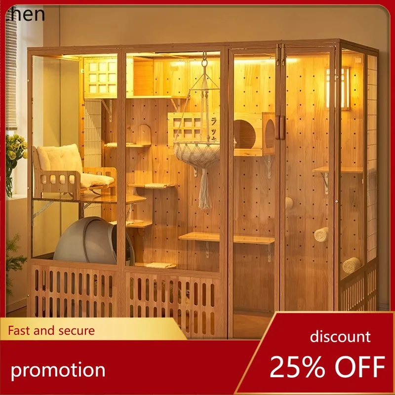 

CZ Indoor Cat Cage for Home Use, Integrated Extra Large Free Space Cat House with Climbing Frame