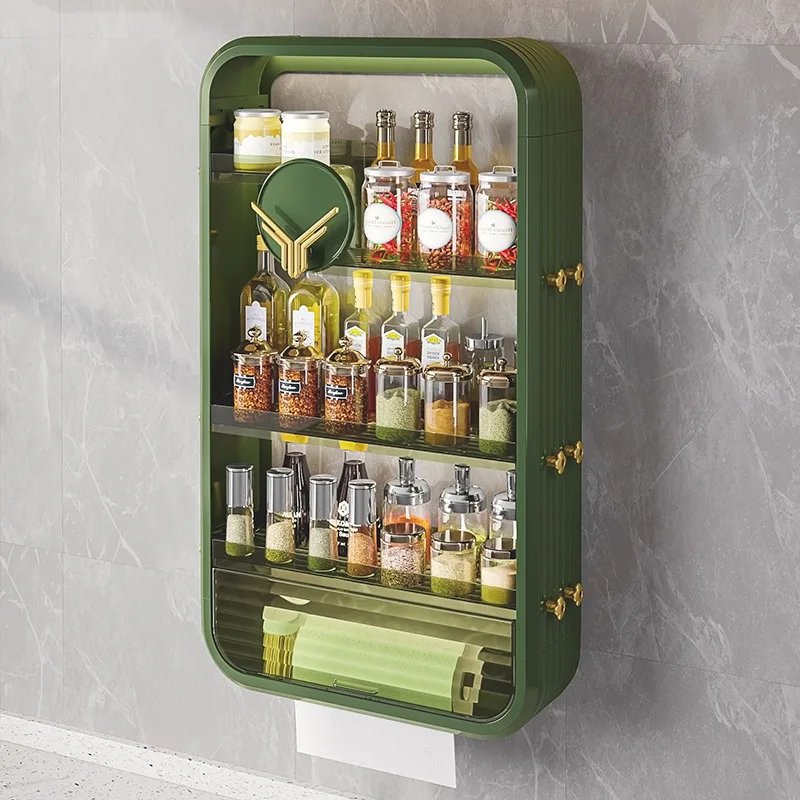 Wall-Mounted Storage Rack Kitchen Layered Bathroom Storage Box Household Perforated Sink Storage Rack