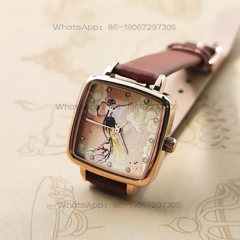 Mural Flying Merchandise Small Square Watch, Women's Fashion Waterproof Retro Watch