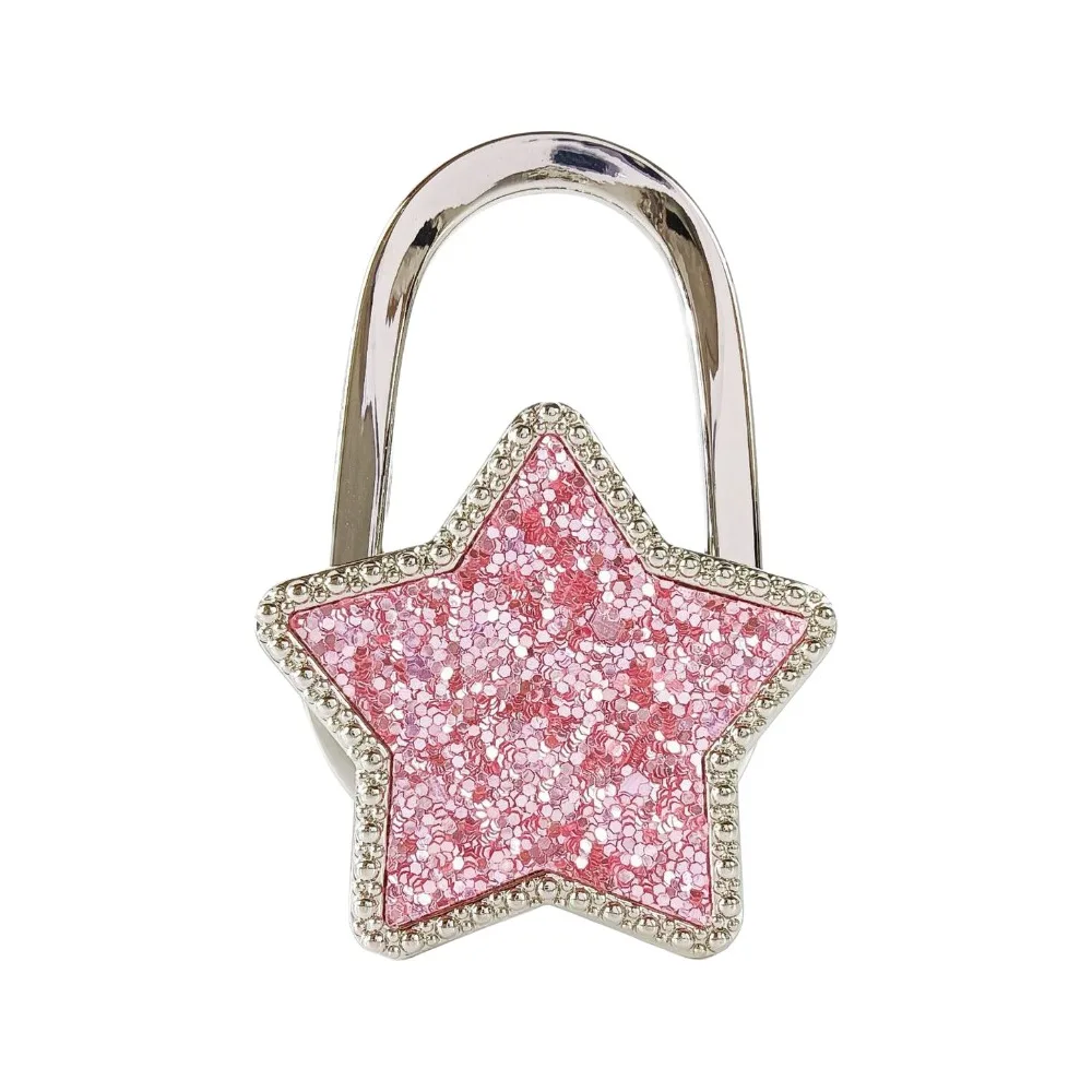 Fashion Five-point Star Purse Hook Foldable Alloy Purse Holder Portable Creative Handbag Hook for Table
