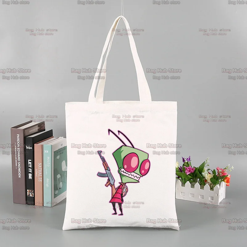 Reutilizável Eco Eco Shopping Bag, Invasor Zim imagem, Desenhos animados, Personalizado