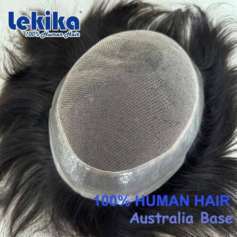 Australia Base Lace Pu Toupee Men Capillary Prosthesis French Lace Wig For Men Indian Human Hair Man Wig  Male Hair System Unit