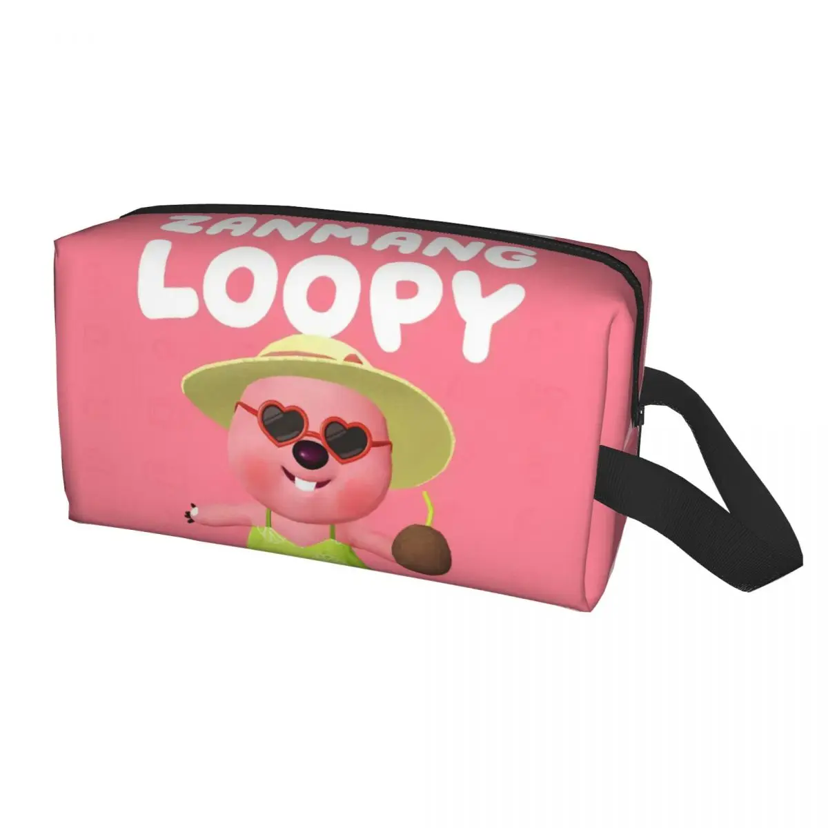 Custom Pink Cute Cartoon Anime Little Beaver Loopy Cosmetic Bag Women Big Capacity Makeup Case Beauty Storage Toiletry Bags Box