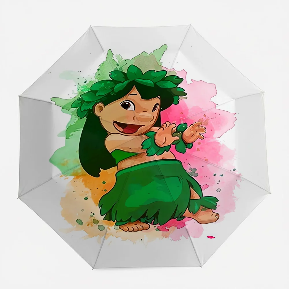 

Автоматический складной зонт с акварельным принтом Disney Lilo & Stitch Lilo Hula Dance, портативный водонепроницаемый ветрозащитный зонт для путешествий