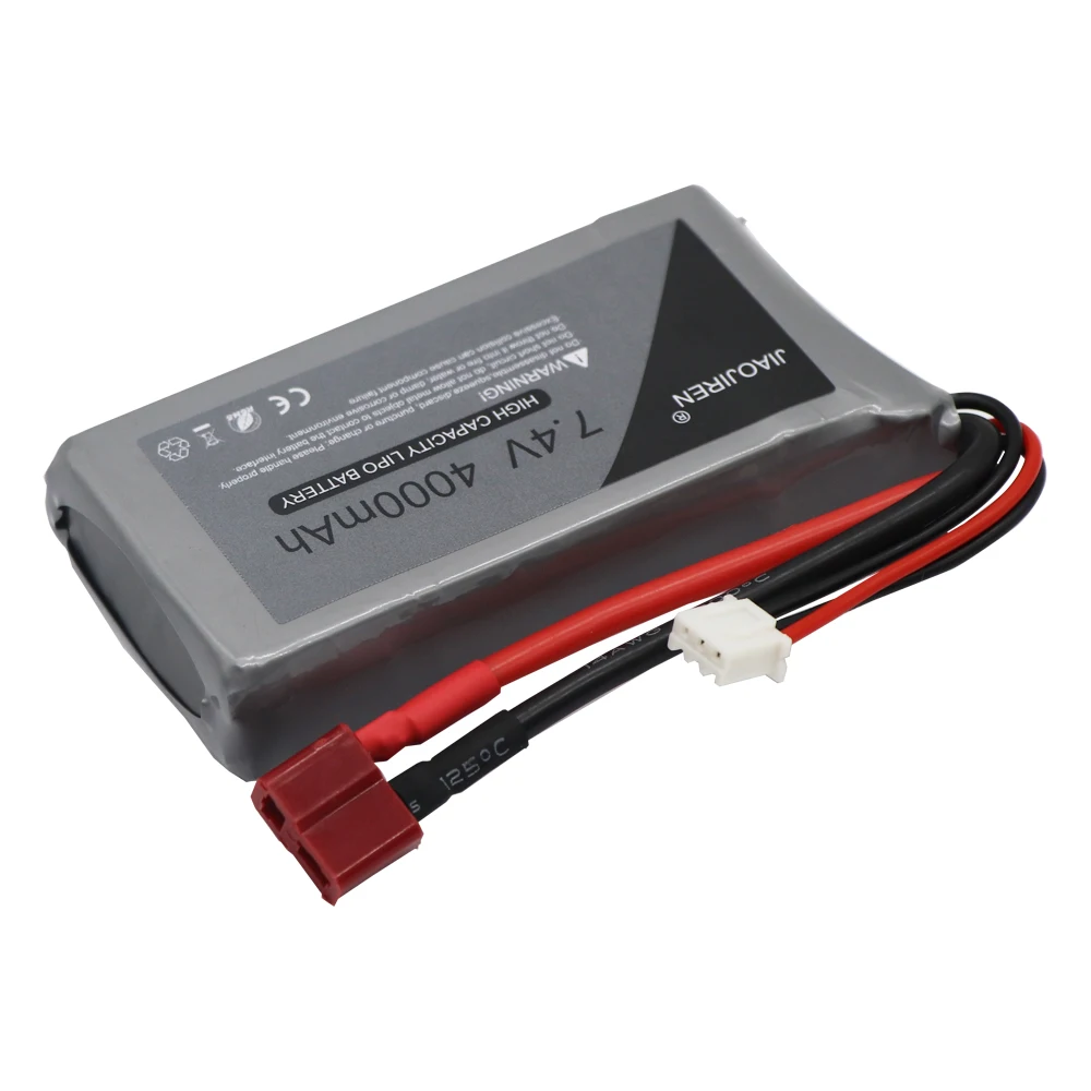 7.4V 4000mAh RC LiPo แบตเตอรี่และชุดชาร์จสําหรับ Wltoys 12428 12423 RC รถ feiyue 03 Q39 อะไหล่ 2 S 7.4V ความจุสูงรถแบตเตอรี่