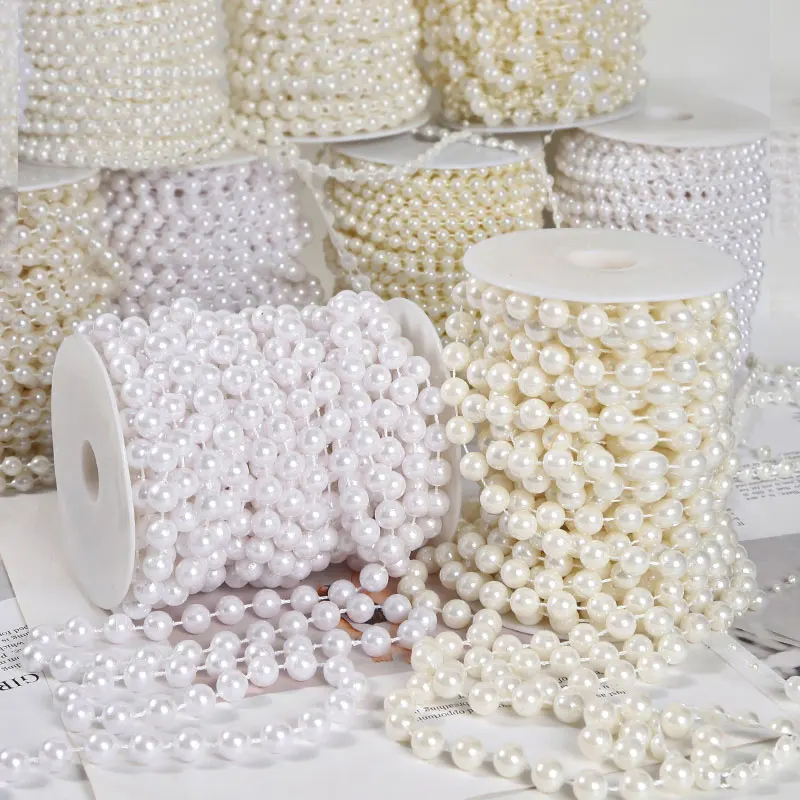

1/5/10Meters Faux Pearl Cotton Thread Beads Craft String Pearls For DIY Jewelry Clothing Accessories Wedding Party Decoration