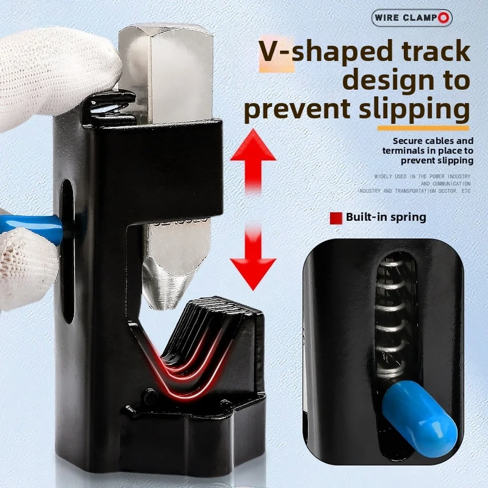 1Pc Black Alloy Hammer Type Crimper With Spring Mechanism For Multi-Layer Wire Lug Crimping Pliers Tool