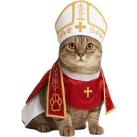 Disfraz de papa para gato o perro con gorro y parte superior