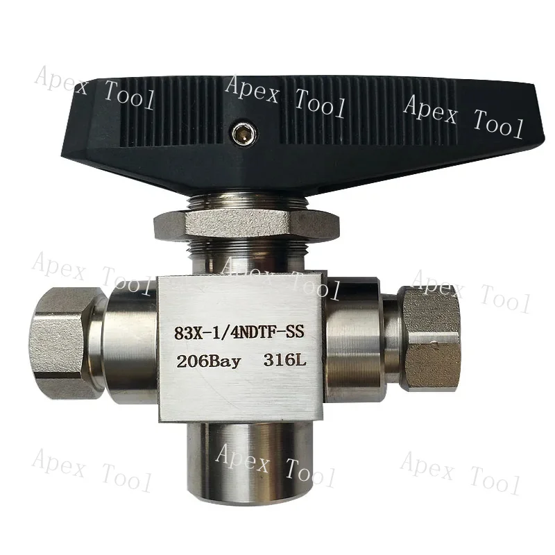 

CNG-1/4NPT 83F Клапан высокого давления Тройник из нержавеющей стали 304, 3-ходовой шаровой кран для газовой заправки