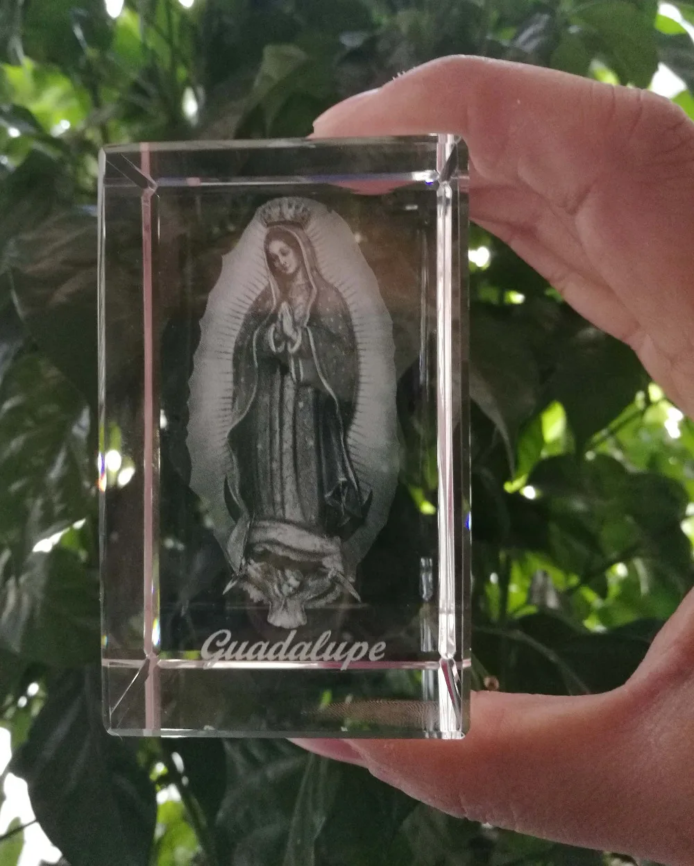 HOT SALE GIFT # HOME ART The Virgin Mary Catholic Our Lady of Guadalupe Figurine 3D Crystal statue