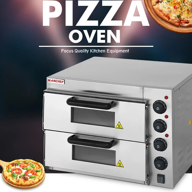 Horno multifuncional de doble capa de alta calidad, máquina para hornear Pizza italiana de acero inoxidable, fácil de operar