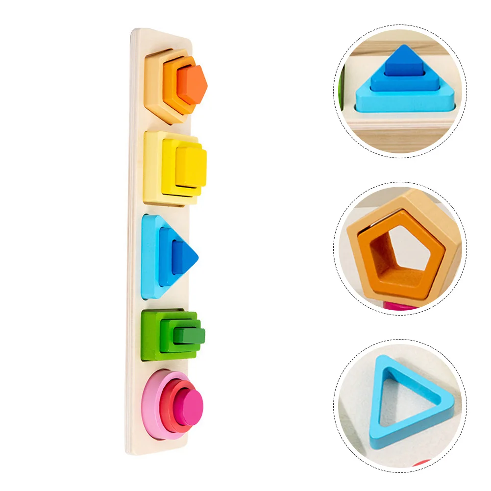 1 مجموعة خشبية هندسية الشكل مطابقة برج أحجام مختلفة الأشكال التدرج الألوان الاطفال تعلم لغز البناء التعليمي