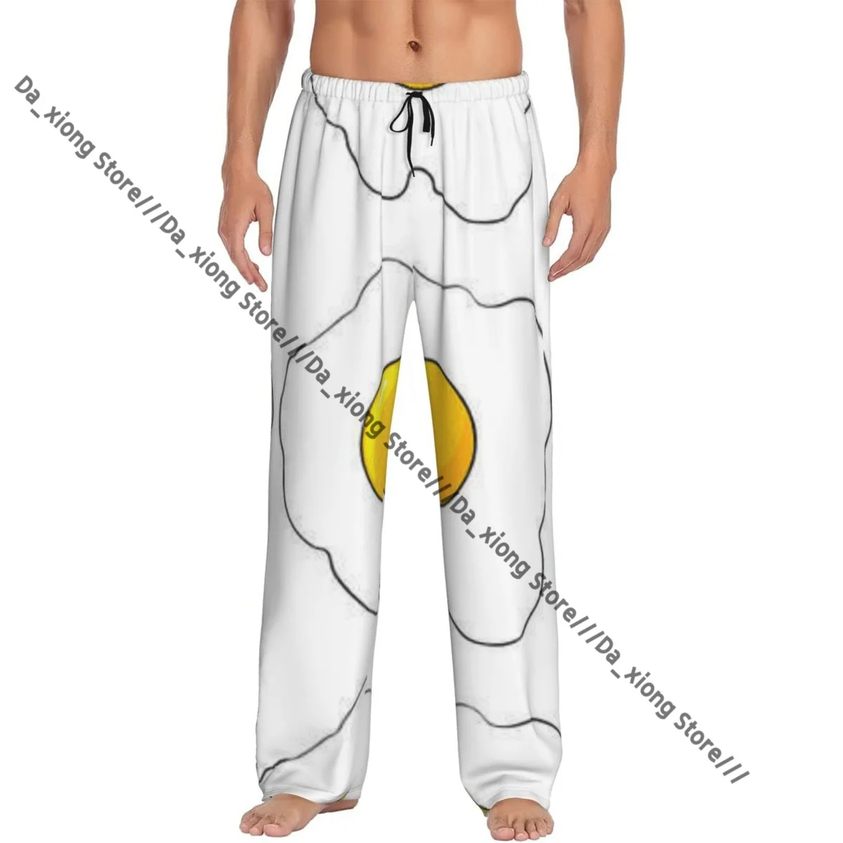 

Mens Casual Pajama Long Pant Loose Elastic Waistband Fried Egg Backgroud Cozy Sleepwear Home Lounge Pants