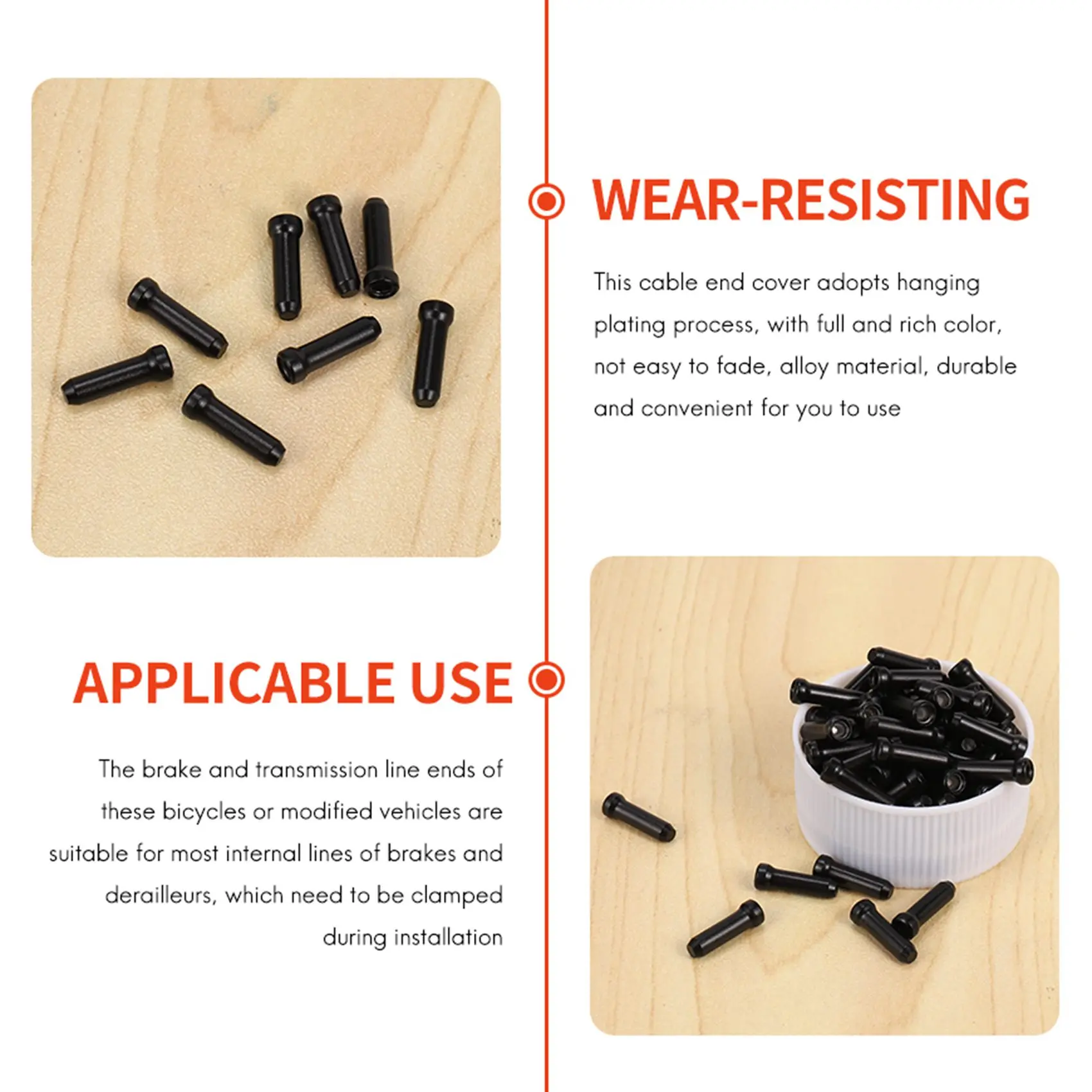 500Pcs Cable End Crimp Bike Cable End Caps Cable Caps for Bike Shift Alloy Road Mountain Bike Brake Tips Shifter Black