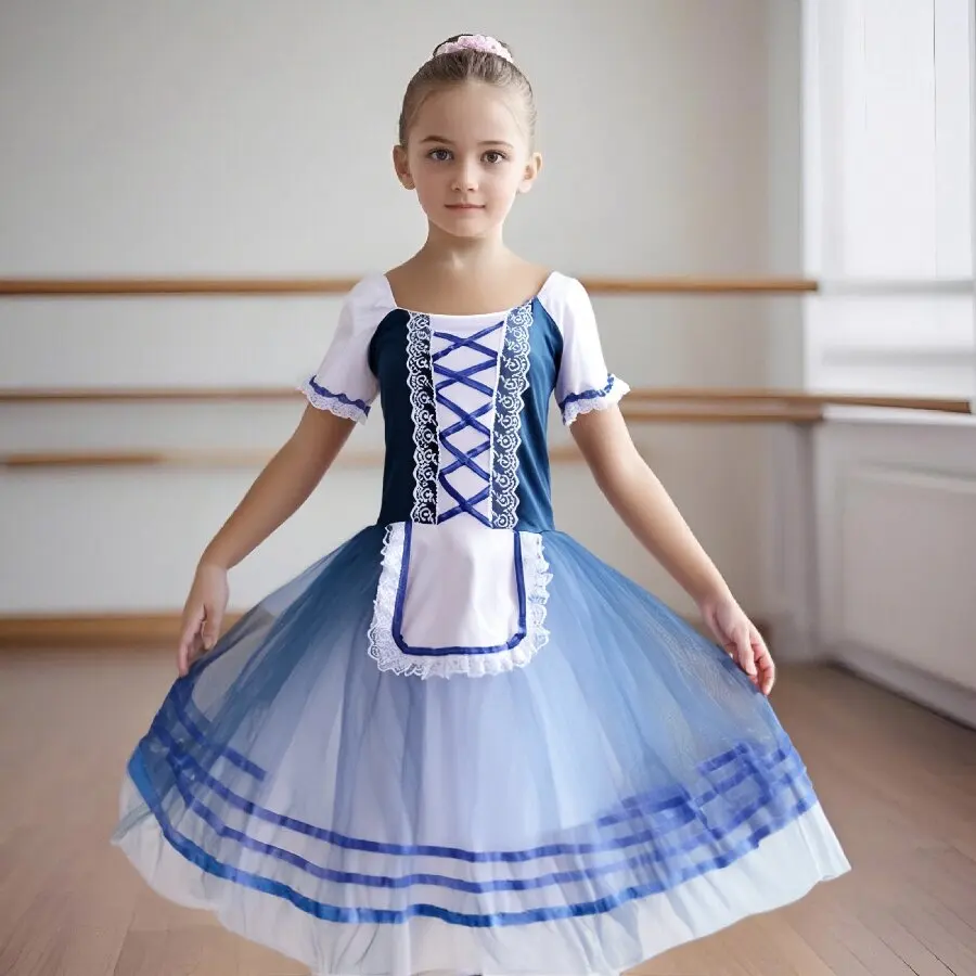 ブルー子供バレエドレスパフォーマンス服白鳥の湖チュチュプロフェッショナルガールズダンスバレリーナドレス衣装パーティードレス