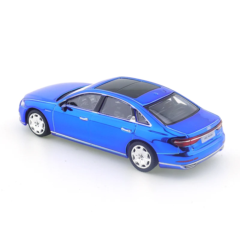 MASDI 1/64 Audi A8L Electroplated Blue 2021 Model Car Alloy Toys Motor Vehicle Diecast Metal Model Kids Xmas Gift Toys for Boys